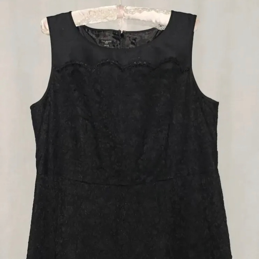 Talbots Occasion Cocktail Black Sleeveless Lace Dress 16